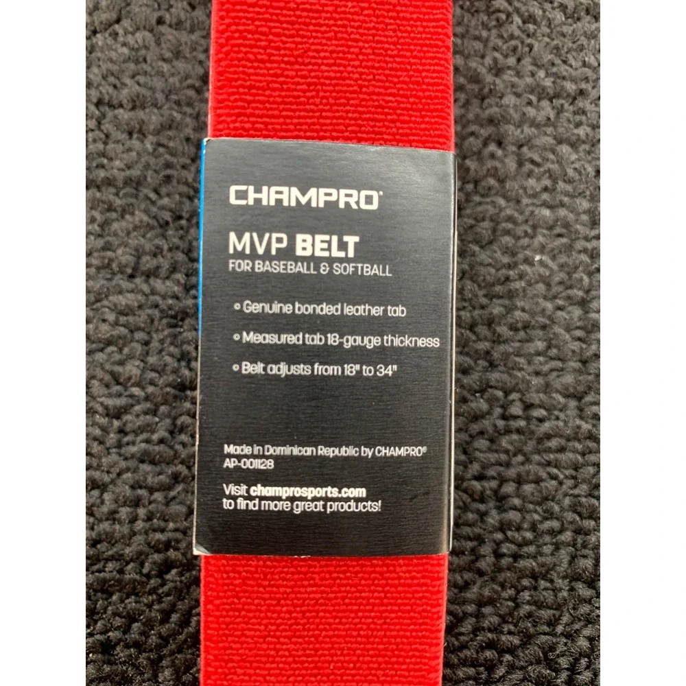 Champro MVP Youth Belt Red 1.25 Wide Baseball Softball Adjustable 18 to‎ 34